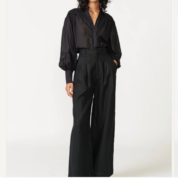 Aureta Sudio Wide Leg Linen High Waisted Pants - Picture 1 of 10
